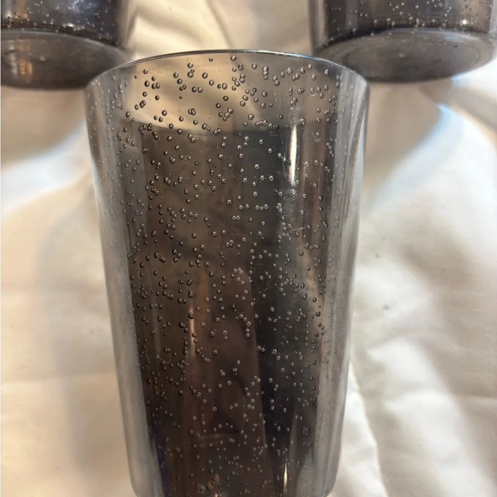 Set of 5 Black Speckled Glass Tumblers 5” - Picture 2 of 5